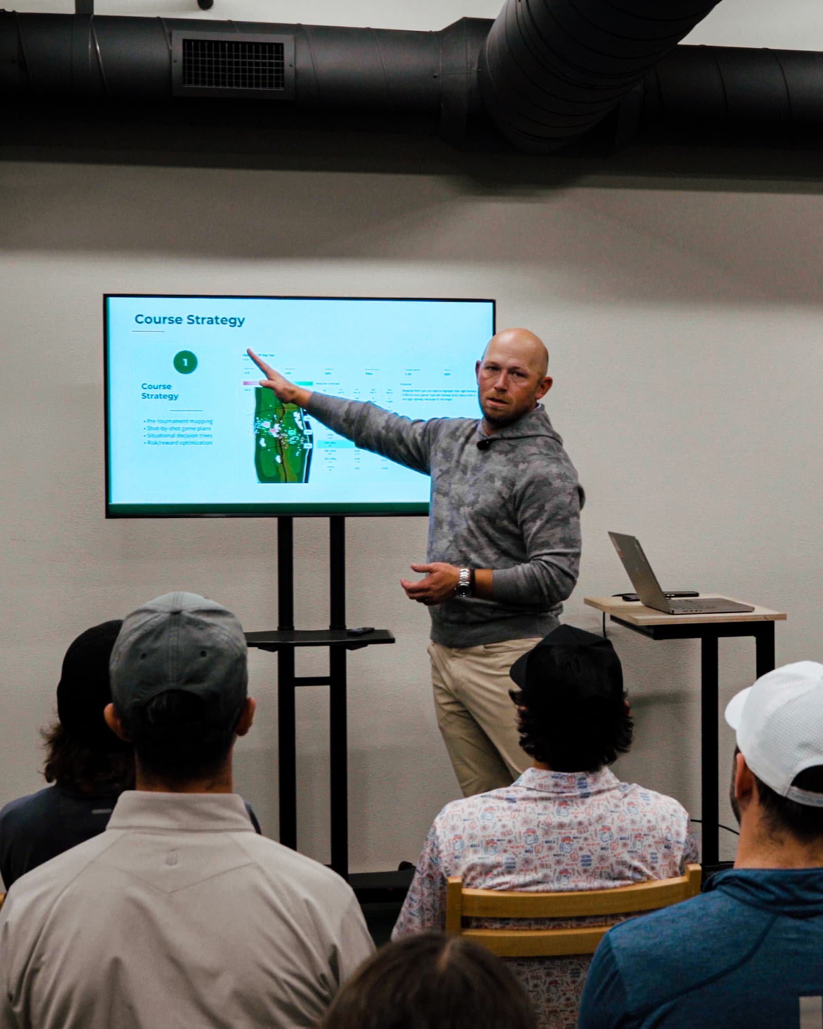 Cory Jez teaching a golf strategy seminar